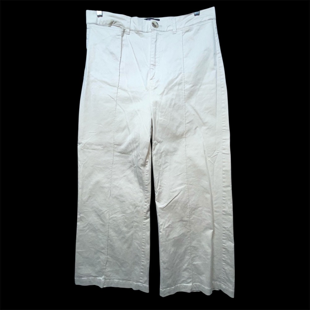 BRASS Cream Wide Leg Cropped Pants‎ Size 14 27 Inseam Pleated Front